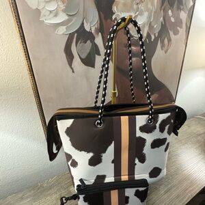 Stylish Cow Print Tote Bag NWOT